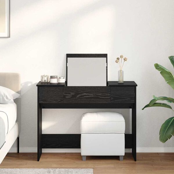 vidaXL Table de cosm&eacute;tiques avec tiroir Ch&ecirc;ne noir 100 x 45 x 76 cm