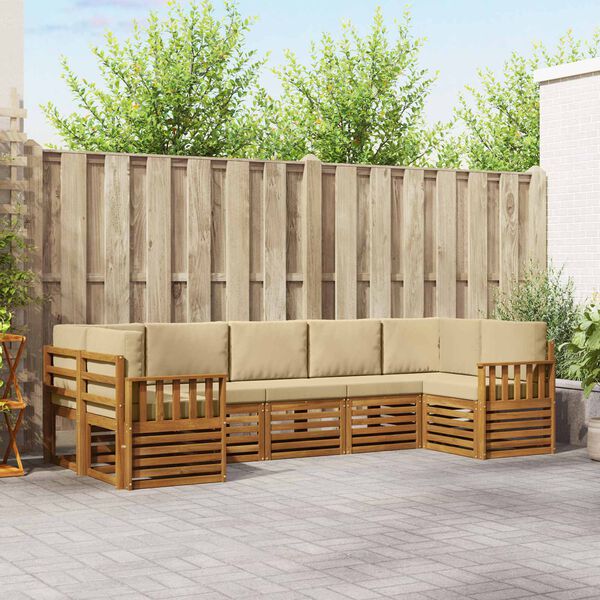 vidaXL Ensembles de canap&eacute;s avec coussin 7 pcs Naturel et Beige