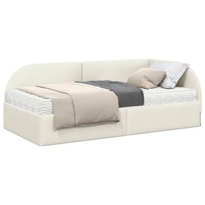 vidaXL Cadre de lit d'angle avec matelas 2 pc Cr&egrave;me 80 x 200 cm