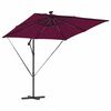 vidaXL Parasol banane à mât déporté Rouge bordeaux 249 x 249 x 250 cm