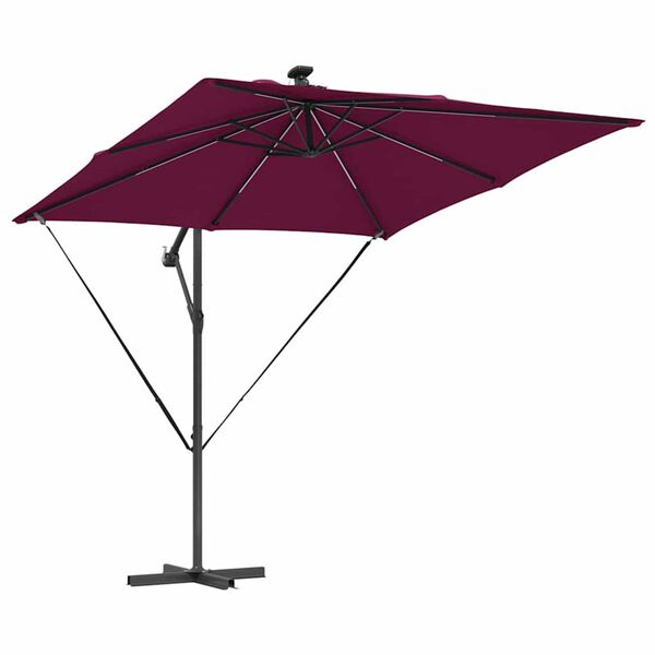 vidaXL Parasol banane à mât déporté Rouge bordeaux 249 x 249 x 250 cm