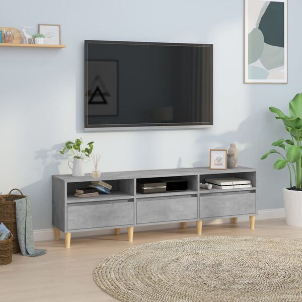 vidaXL Meuble TV gris b&eacute;ton 150x30x44,5 cm bois d'ing&eacute;nierie