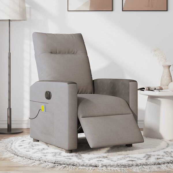 vidaXL Fauteuil de massage inclinable &eacute;lectrique Taupe Tissu