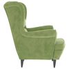 vidaXL Fauteuil à oreilles avec tabouret vert clair velours