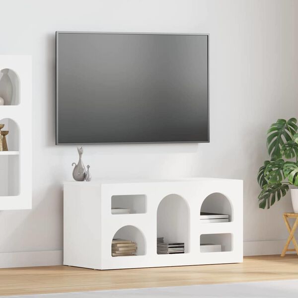 vidaXL Meuble TV Blanc 80 x 35 x 40 cm Bois d'ing&eacute;nierie