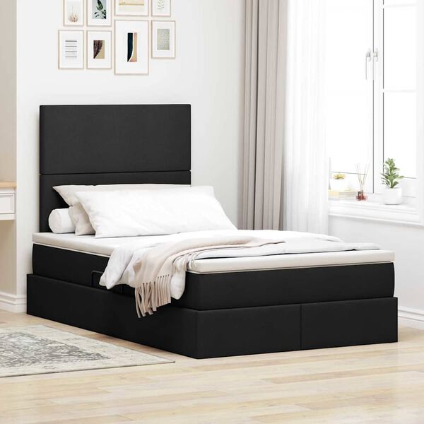 vidaXL Lit de Rangement Noir 120 x 190 cm Cuir synth&eacute;tique