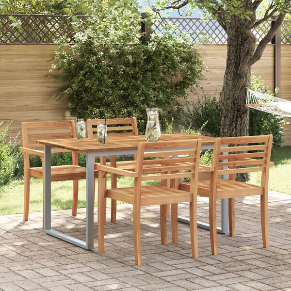 vidaXL Table de jardin pour repas Gris 140 x 80 x 75 cm