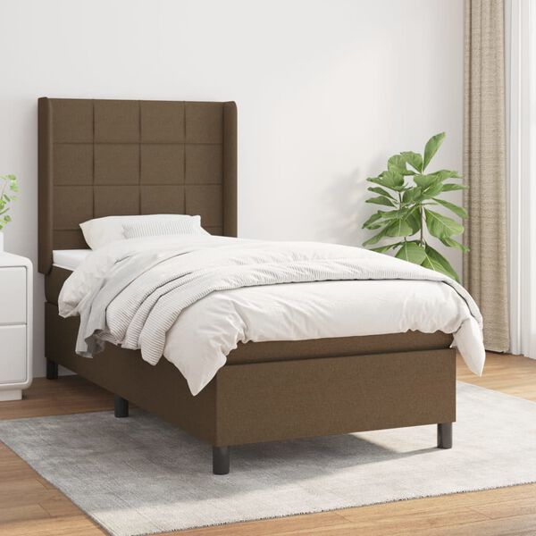 vidaXL Sommier &agrave; lattes de lit avec matelas Marron fonc&eacute; 100x200 cm