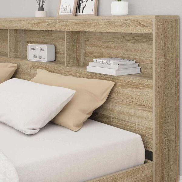vidaXL T&ecirc;te de lit de rangement Ch&ecirc;ne sonoma 180 cm Bois d'ing&eacute;nierie