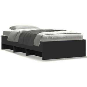 vidaXL Cadre de lit sans matelas noir 90x190 cm bois ing&eacute;nierie