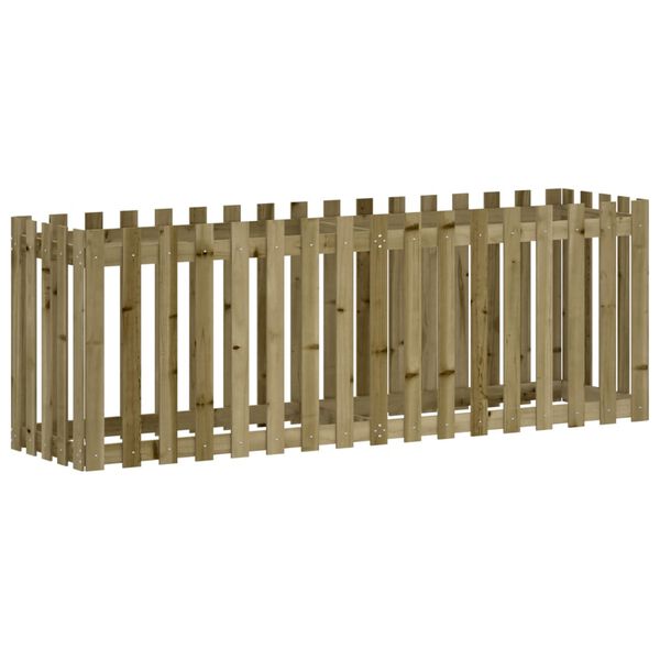 vidaXL Lit sur&eacute;lev&eacute; de jardin design de cl&ocirc;ture bois de pin impr&eacute;gn&eacute;