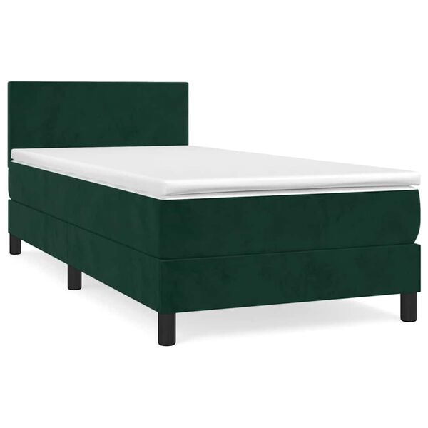 vidaXL Sommier &agrave; lattes de lit avec matelas Vert fonc&eacute; 90x190 cm