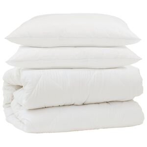 vidaXL Ensemble de Duvet 3 pcs Blanc Microfibre et Plumes D'oie