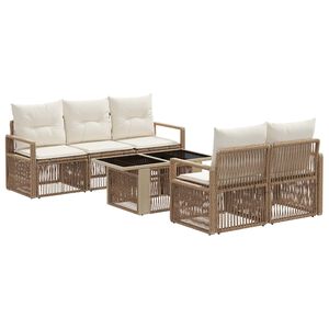 vidaXL Ensemble de canap&eacute; de jardin 6 pc Beige et blanc cr&egrave;me