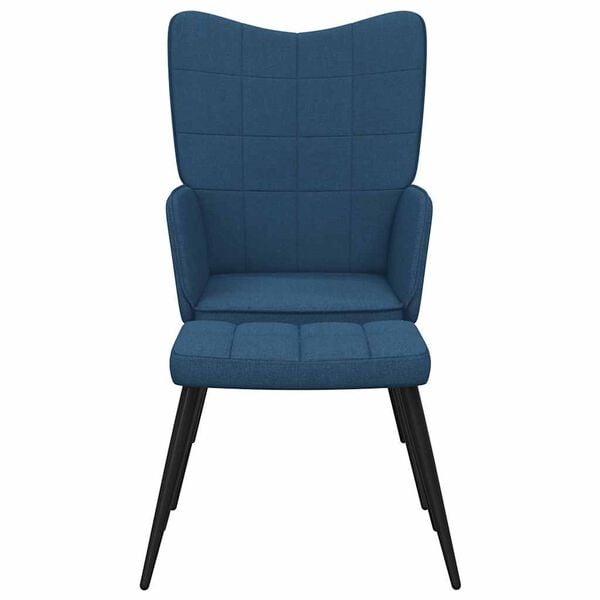 vidaXL Chaise de relaxation avec tabouret Bleu Tissu