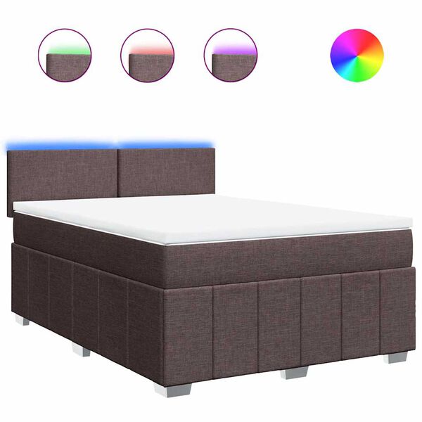 vidaXL Sommier &agrave; lattes de lit avec matelas Marron fonc&eacute; 140x190 cm