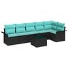 vidaXL Ensemble de canap&eacute; de jardin avec coussin 7 pcs Noir polyrotin