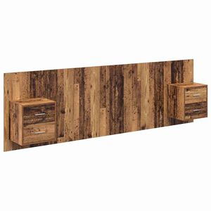 vidaXL T&ecirc;te de lit avec armoire 3 pc Bois Ancien Bois d'ing&eacute;nierie