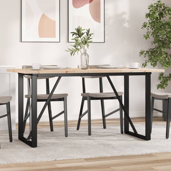 vidaXL Table à manger cadre en O 160x80x75,5 cm bois pin massif acier