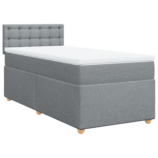 vidaXL Sommier &agrave; lattes de lit avec matelas Gris clair 90x200 cm Tissu