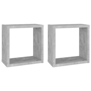 vidaXL &Eacute;tag&egrave;res cube murales 2 pcs Gris b&eacute;ton 30x15x30 cm