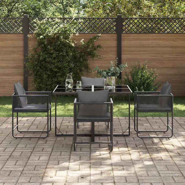vidaXL Ensemble de salle à manger pour jardin 5 pcs Noir Acier