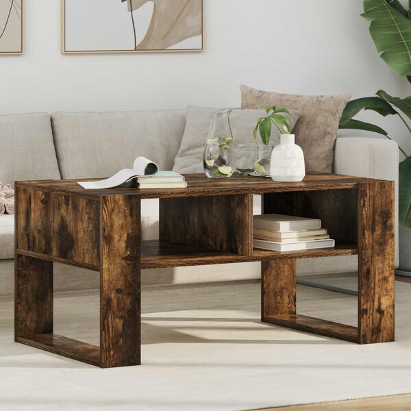 vidaXL Table basse Ch&ecirc;ne fum&eacute; 92 x 53 x 45 cm Bois d'ing&eacute;nierie