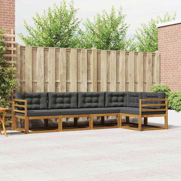 vidaXL Ensemble de canap&eacute;s d'ext&eacute;rieur 5 pcs Naturel et Anthracite