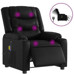 vidaXL Fauteuil de massage inclinable &eacute;lectrique noir similicuir