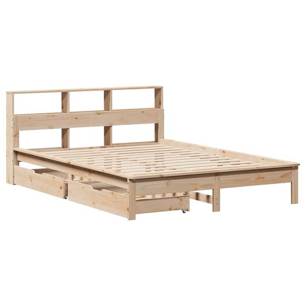 vidaXL Lit biblioth&egrave;que sans matelas 140x200 cm bois massif de pin