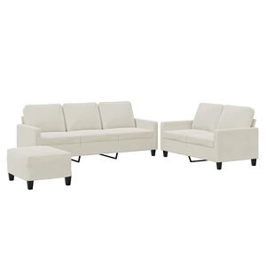 vidaXL Ensemble de canap&eacute;s 3 pcs avec coussins Cr&egrave;me Velours