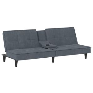 vidaXL Canap&eacute;-lit avec porte-gobelets gris fonc&eacute; velours