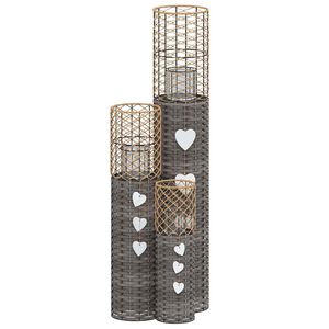 vidaXL Bougeoirs 3 pcs gris osier