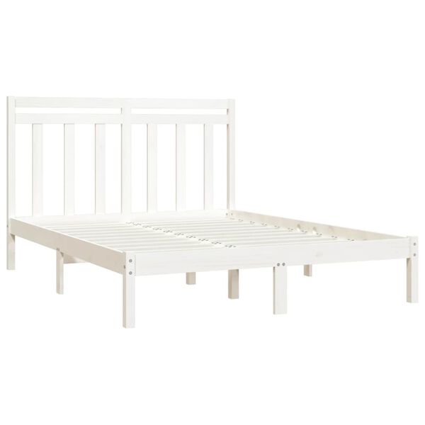 vidaXL Cadre de lit sans matelas blanc 135x190 cm bois massif