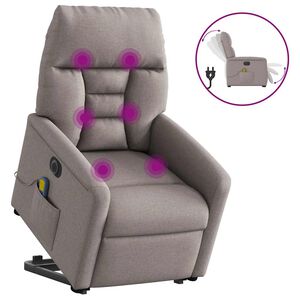 vidaXL Fauteuil inclinable de massage &eacute;lectrique Taupe Tissu