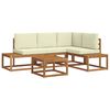 vidaXL Ensemble de canap&eacute;s d'ext&eacute;rieur 5 Pi&egrave;ce Naturel et Cr&egrave;me