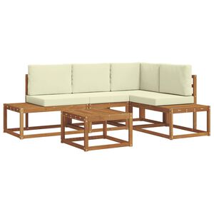 vidaXL Ensemble de canap&eacute;s d'ext&eacute;rieur 5 Pi&egrave;ce Naturel et Cr&egrave;me