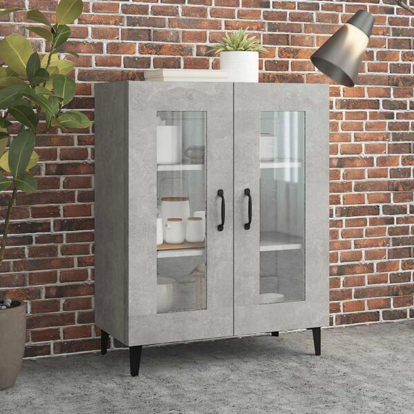 vidaXL Buffet gris b&eacute;ton 69,5x34x90 cm bois d'ing&eacute;nierie