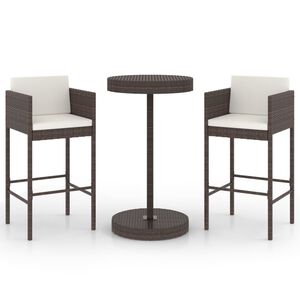 vidaXL Ensemble de bar de jardin et coussins 3 pcs résine tressée