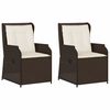 vidaXL Chaises inclinables de jardin lot de 2 et coussins marron rotin