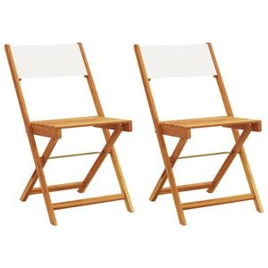 vidaXL Chaises pliantes 2 pcs blanc cr&egrave;me bois massif d'acacia & tissu