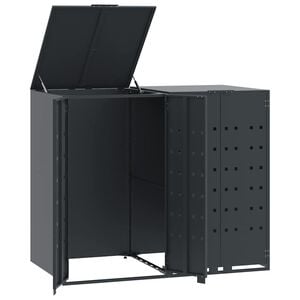 vidaXL Rangement &agrave; roulettes pour poubelles pour 2 bacs anthracite