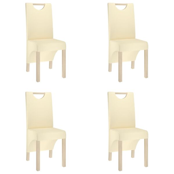 vidaXL Chaises &agrave; manger lot de 4 cr&egrave;me similicuir