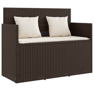 vidaXL Banc de jardin avec coussins marron r&eacute;sine tress&eacute;e