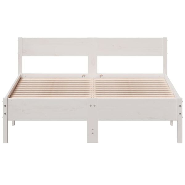 vidaXL Cadre de lit sans matelas blanc 135x190 cm bois de pin massif