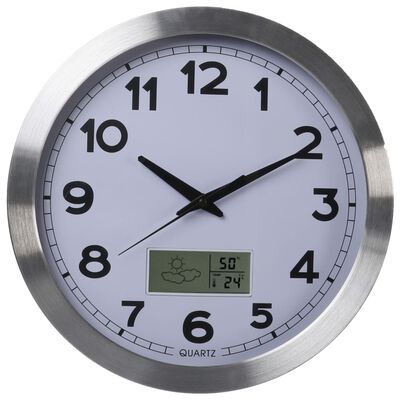 Perel Horloge murale 35 cm Blanc et argenté