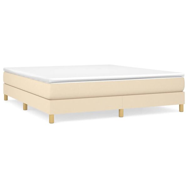 vidaXL Sommier &agrave; lattes de lit avec matelas Cr&egrave;me 180x200 cm Tissu