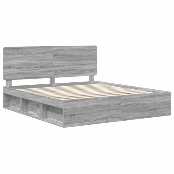 vidaXL Cadre de lit Gris Sonoma 200 x 200 cm Bois de pin massif