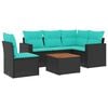 vidaXL Salon de jardin 6 pcs avec coussins noir r&eacute;sine tress&eacute;e