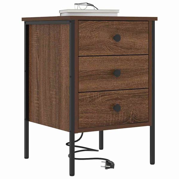 vidaXL Cabinet de chevet avec tiroir 2 pcs Ch&ecirc;ne brun 42 x 41 x 61 cm